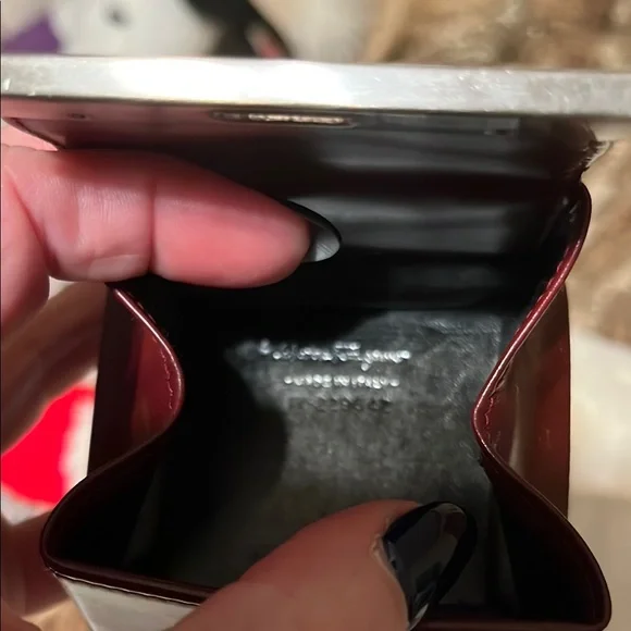 Salvatore Ferragamo Red Leather Coin Purse/ Pouch Silver Hardware Vintage - Picture 5 of 16